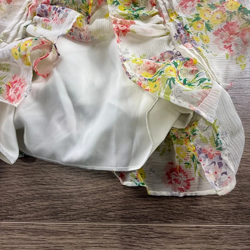Ralph Lauren Girls Floral Chiffon Ruffle Racerback Dress Multi Size 12 Summer
